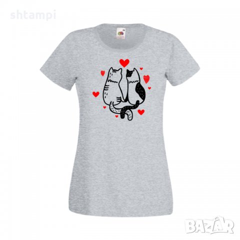 Дамска тениска Свети Валентин Valentine Cat, снимка 3 - Тениски - 35648822