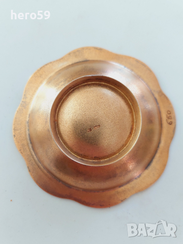 СССР-сребърна позлатена чинийка с емайл-сребро 916, снимка 5 - Колекции - 44809230