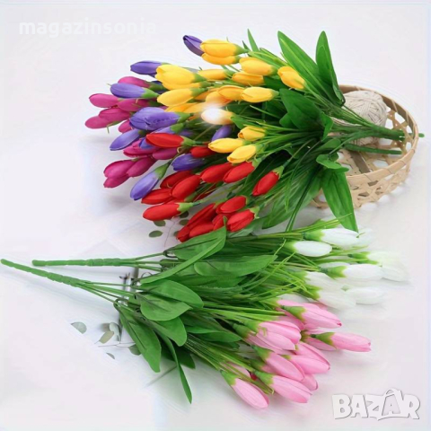 Букет красива изкуствена магнолия в различни цветове, снимка 2 - Изкуствени цветя - 44673497