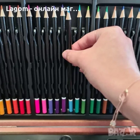 Арт комплект за рисуване в дървен куфар 130 елемента Maaleo, снимка 8 - Ученически пособия, канцеларски материали - 52561367