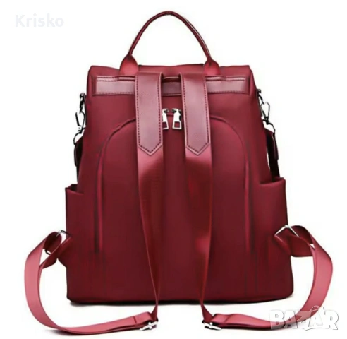 Модерна червена раница с компактен размер – 32×13×33 см, снимка 5 - Раници - 53033240