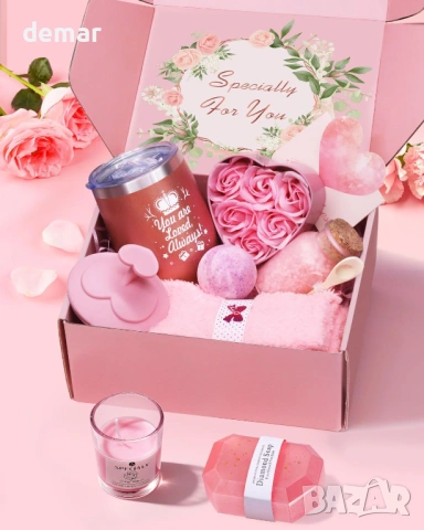 MAIKEHIGH Подарък за жена от 10 части, чаша със сламка, соли за вана, бомба за вана и други, снимка 3 - Подаръци за жени - 54064283