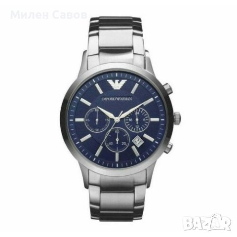 МЪЖКИ ЧАСОВНИК EMPORIO ARMANI С ХРОНОГРАФ ОТ НЕРЪЖДАЕМА СТОМАНА С СИН ЦИФЕРБЛАТ AR2448, снимка 1