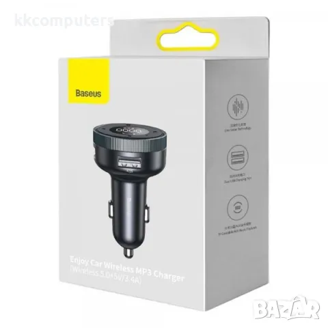 FM трансмитер Baseus CCLH-01 12v Зарядно + Wireless MP3 / Черен / Баркод : 456045, снимка 3 - MP3 и MP4 плеъри - 48823106