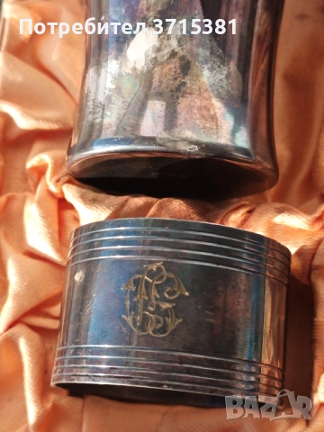 Посребрен комплект - чаша със салфетник, снимка 2 - Други ценни предмети - 52162432