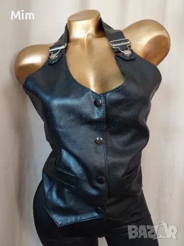 Черен кожен елек , снимка 5 - Корсети, бюстиета, топове - 50158176