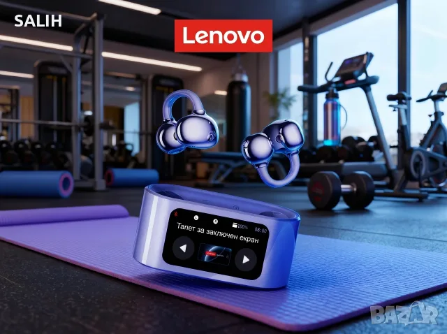 Lenovo RS105 Безжични Слушалки с LCD Тъчскрийн, Bluetooth 6.0, Open-Ear Клипс за Спорт, снимка 2 - Bluetooth слушалки - 55790480