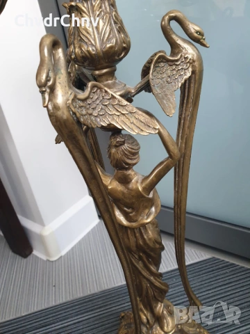 Франция 19ти век/58см-5кг/голям стар настолен бароков бронзов свещник, снимка 11 - Декорация за дома - 54166122