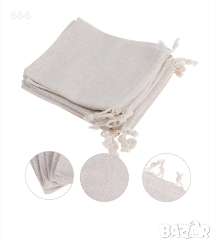 Комплект от 60 ленени торбички с връв, 10x15см, снимка 5 - Други стоки за дома - 53328061