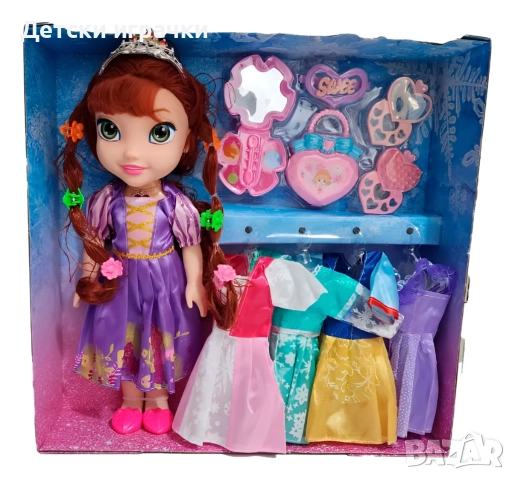 Кукла Дисни Принцеса с корона, с Рокли и аксесоари, 4 модела, снимка 6 - Кукли - 52683890