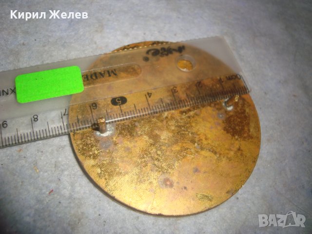 ЯМБОЛ 1975г. ПЪРВЕНЕЦ ШЕСТА ПЕТИЛЕТКА - СОЦ НРБ МАСИВЕН РЯДЪК МЕДЕН с ПОЗЛАТА ПЛАКЕТ АПЛИКАЦИЯ 30947, снимка 3 - Антикварни и старинни предмети - 38138139