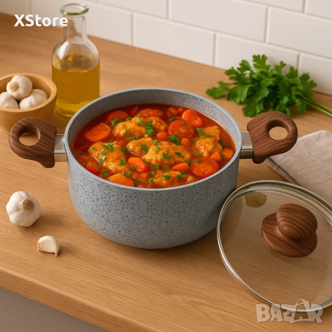 Тенджера Voltz Siena, Мраморно каменно керамично покритие, снимка 2 - Съдове за готвене - 52507544