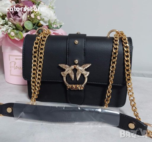 Луксозна Черна чанта Pinko  код Р 330, снимка 1 - Чанти - 34542126