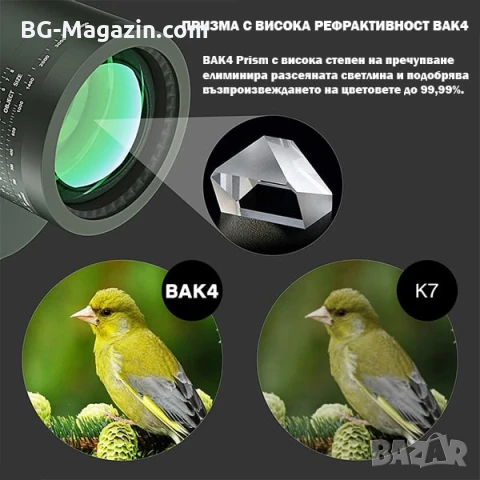 Мощен ловен бинокъл NIKON 20×50 за лов птици туризъм далечни разстояния BAK-4 призма професионален, снимка 3 - Екипировка - 50930544