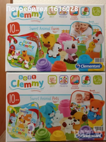 CLEMENTONI SOFT Clemmy Конструктор 10ч. Животни от фермата с книжка