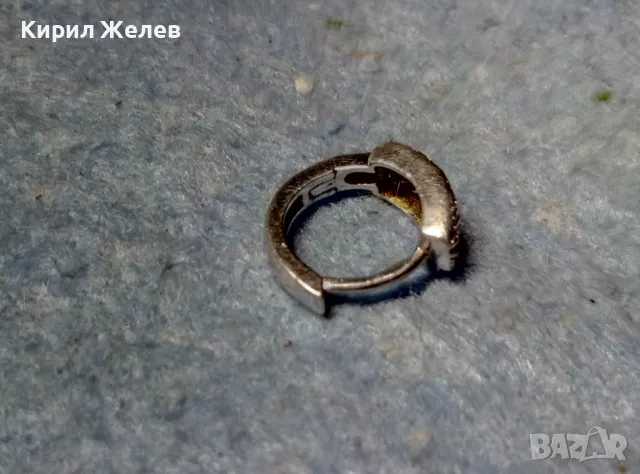 ПРЕКРАСНА СРЕБЪРНА ОБЕЦА СРЕБРО 925 с БЯЛА ПОЗЛАТА ЦИРКОНИ и ГЕРБА на УКРАЙНА 49898, снимка 8 - Обеци - 49142849