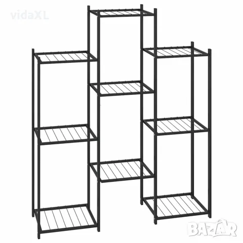 vidaXL Стойка за цветя, 83x25x100 см, черна, желязо