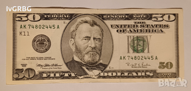 50 долара САЩ 1996 Банкнота от САЩ Америка СТАРИЯТ ВАРИАНТ ,, ГОЛЯМА ГЛАВА"