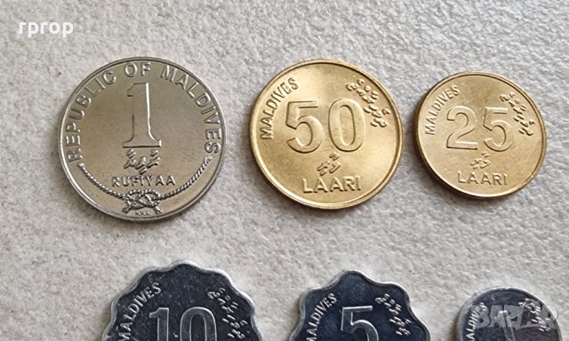 Екзотични монети. Малдиви.  Лот. 1, 5, 10, 25 , 50 лаари  и 1 рупия.  Лот. 6 бр. UNC., снимка 2 - Нумизматика и бонистика - 42340051
