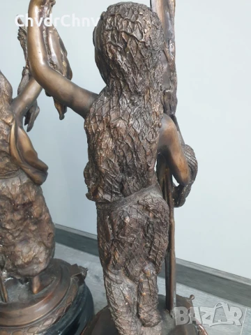Moreau статуетки 76см-40кг/2бр чифт стари големи бронзови скулптури/фигура на ловец-рибар, снимка 8 - Антикварни и старинни предмети - 51324590
