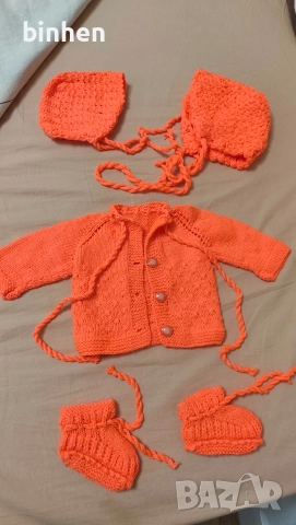 Бебешки нови плетени дрешки 1-3 месеца, снимка 2 - Комплекти за бебе - 52578429