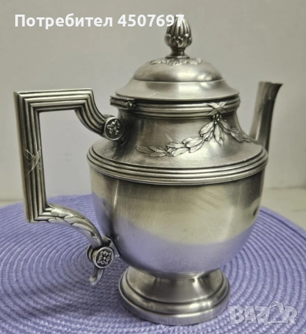 Френски посребрен чайник., снимка 7 - Антикварни и старинни предмети - 53081327