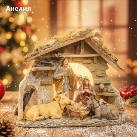 Коледна композиция „Рождество Христово“ – топлина и смисъл в един декор, снимка 2 - Декорация за дома - 52040925
