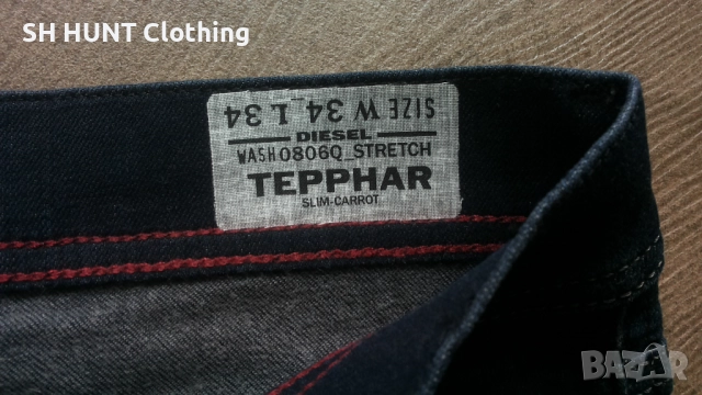DIESEL TEPPHAR Slim Carrot Stretch Jeans Размер 34 / 34 мъжки еластични дънки 62-66, снимка 13 - Дънки - 52204907