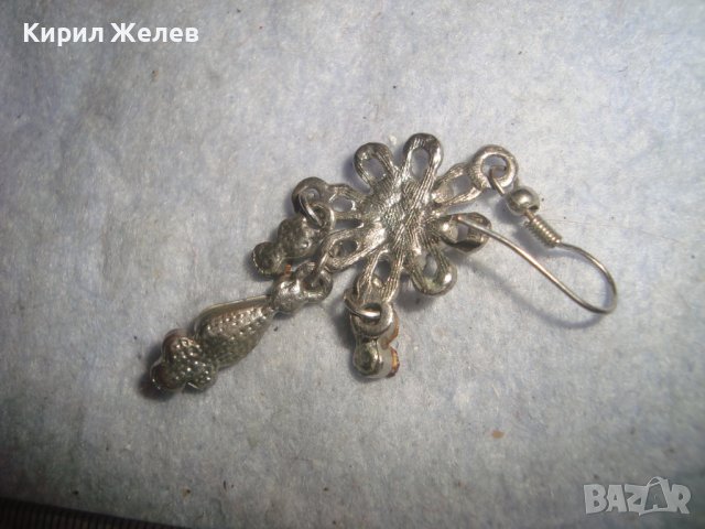 КРАСИВА ФЛОРАЛНА ПОСРЕБРЕНА РЕТРО ВИНТИДЖ КРИСТАЛНА ОБЕЦА от БЛАГОРОДНА СТОМАНА АРТ ВИСУЛКА 31627, снимка 5 - Обеци - 38056320