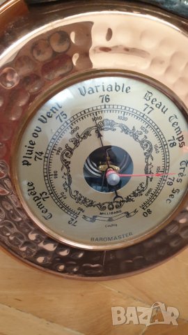 Стар барометър меден тиган, снимка 4 - Антикварни и старинни предмети - 42563567
