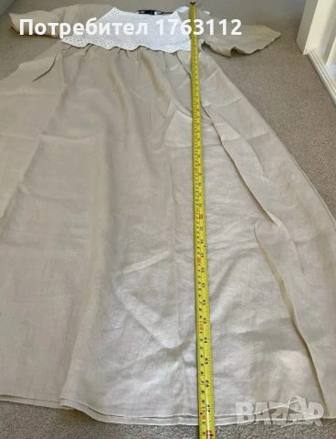 Zara дамска ленена рокля с бродерия, S-M размер , снимка 5 - Рокли - 50457967