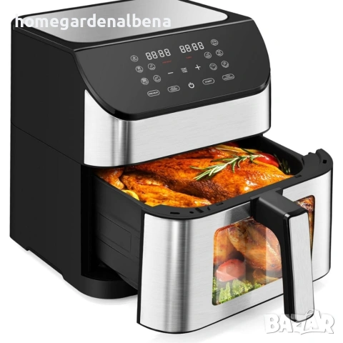 Фритюрник с Горещ Въздух 8L 1800W - 11 Програми LCD, снимка 7 - Фритюрници - 54342749