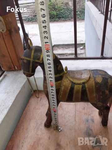 Старо антикварно дървено конче с месинг статуетка фигура кон, снимка 7 - Антикварни и старинни предмети - 54220561