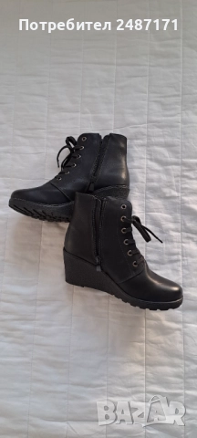 Нови елегантни и удобни черни дамски боти с цип и връзки на платформа, снимка 4 - Дамски боти - 52796000