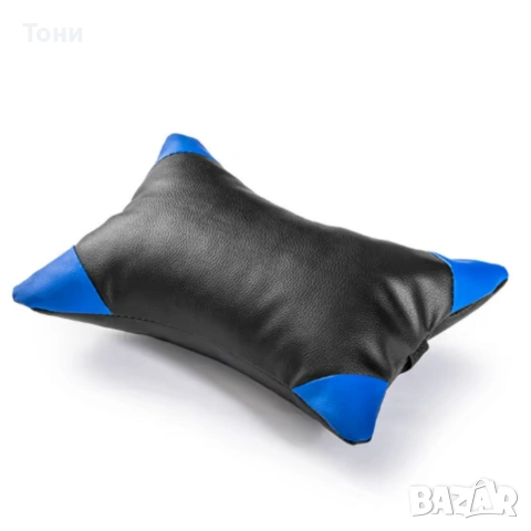 Геймърски стол с поставка за крака – черно-син, въртящ, с масажна функция и спортен дизайн, снимка 6 - Столове за офис - 53239998