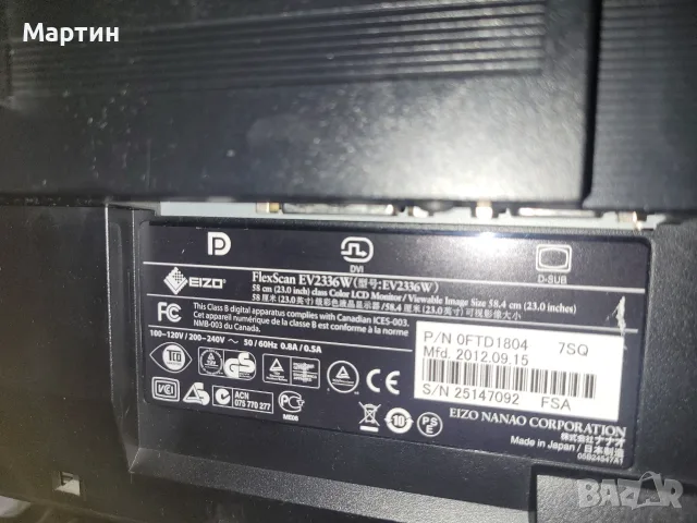 Eizo EV2336w 23' IPS LED FHD 60Hz, снимка 6 - Монитори - 56541252