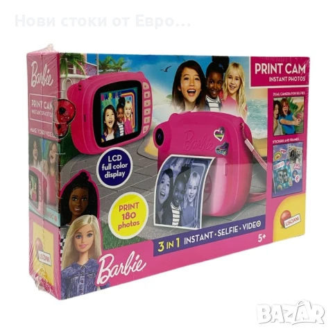 Детска мигновена камера Barbie Print Cam 3 в 1Инстантни снимки, Над 180 снимки, Селфи, Видео,