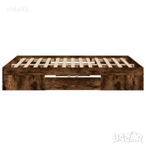 vidaXL Рамка за легло без матрак опушен дъб 120x200 см инженерно дърво, снимка 6 - Спални и легла - 56146896