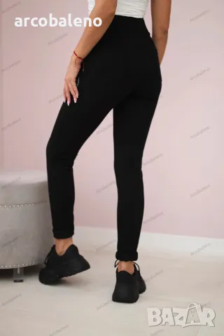 Дамски памучен панталон с декоративни райета отпред, снимка 3 - Панталони - 48232811