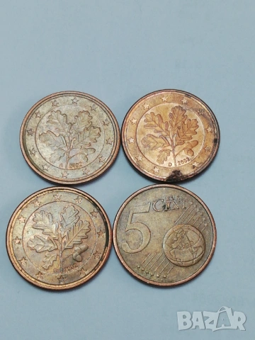 лот 5 евро-цента Германия-2002 г.с букви A;D;G;J