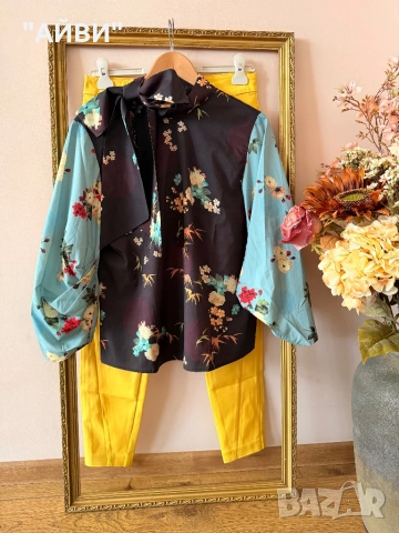 Дамски стилен панталон и риза VERO MODA, снимка 6 - Панталони - 53889568