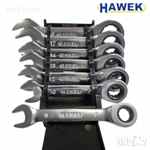 Комплект къси тресчотни ключове HAWEK 8-19 мм 7 части