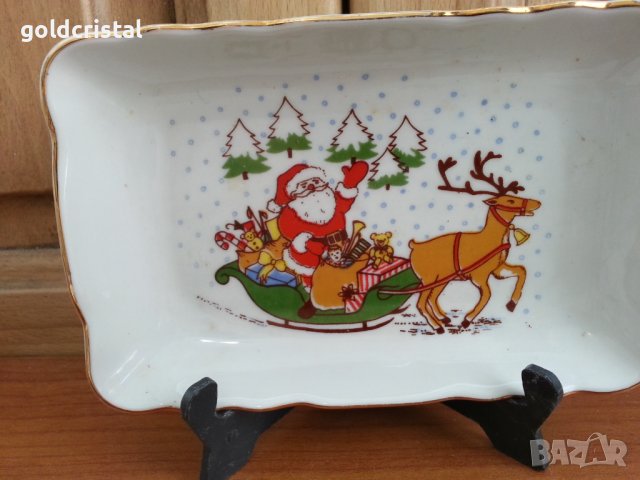 Стар български порцелан чинии Коледа дядо мраз , снимка 4 - Антикварни и старинни предмети - 37487857