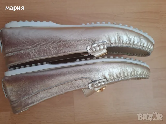 Златисти мокасини естествена кожа, снимка 7 - Дамски ежедневни обувки - 47382713