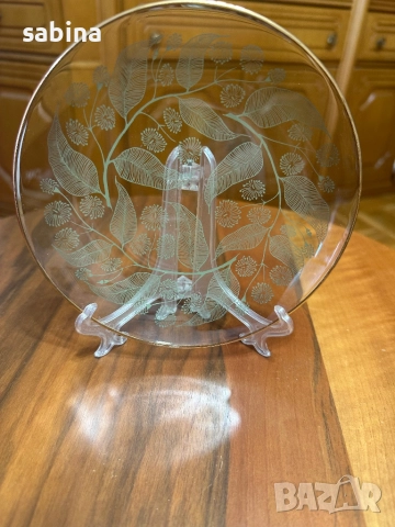 Винтидж чинии с модерна визия! Руски тортен/десертен комплект от 7 броя стъклени чинии, СССР