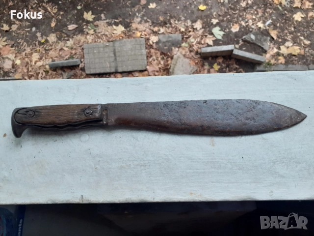 Стар масивен кован военен боен нож мачете ПСВ маркировка, снимка 2 - Антикварни и старинни предмети - 51882076