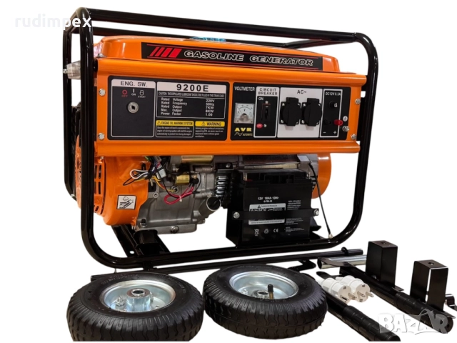 Генератор за ток 8 kW, бензинов, монофазен, AVR, електрически стартер, 100% медни намотки, с колела , снимка 4 - Куфари с инструменти - 51967699