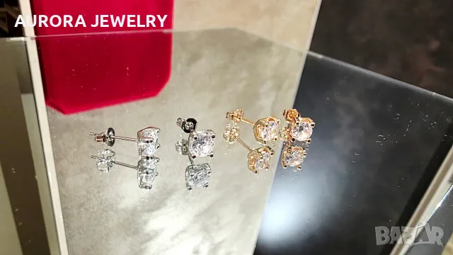 CARTIER C de Cartier White Gold Stud Diamond Дамски Обеци, снимка 9 - Обеци - 56111819