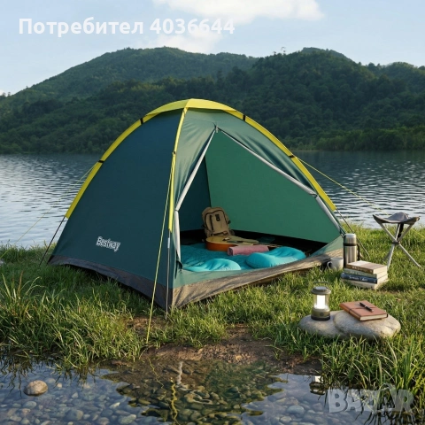 Двуместна лека къмпинг палатка с комарник и чанта за пренасяне, 205x145x100см, снимка 4 - Палатки - 54231890