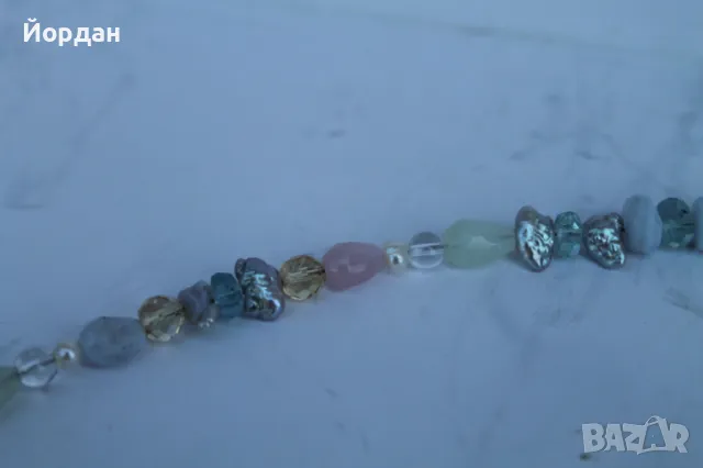 Дамско сребърно колие с естествени перли , планински кристал централен камък топаз, снимка 5 - Колиета, медальони, синджири - 50380165